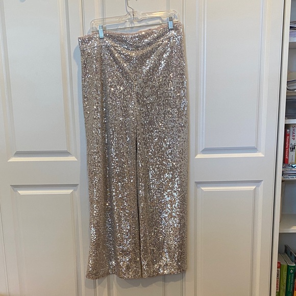 Banana Republic Pants - Banana Republic Silver Sequin Wide Leg Pants